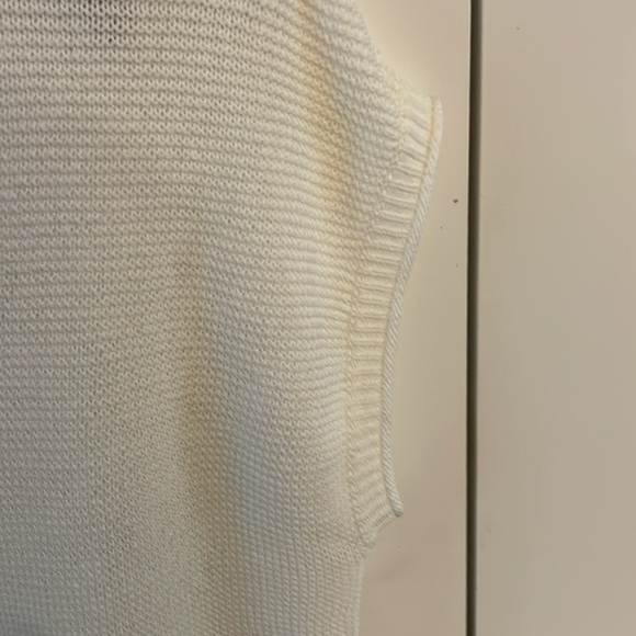 LOFT white knit drop shoulder women’s size Large L short sleeved sweater - Picture 3 of 7